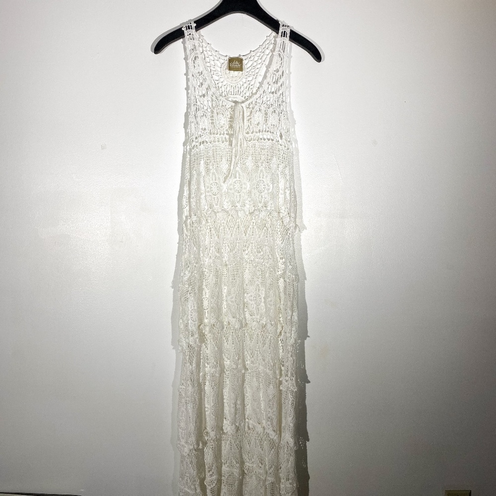 Crochet knitted maxi coverup dress